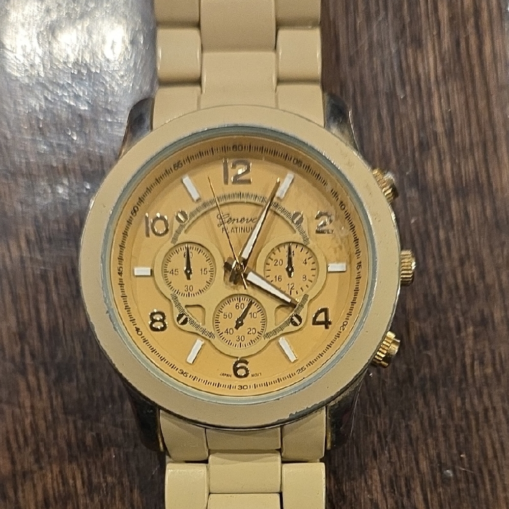 Geneva Platinum Tan Chronograph Watch